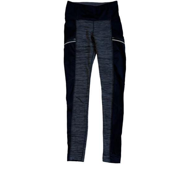 Athleta Pants - Athleta Womens Powerlift Tight Fleece Lined Leggings Size XS Black Gray‎ Pockets